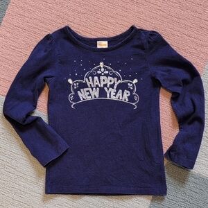 Girls 5T Navy Blue 'Happy New Year' Long Sleeve Shirt